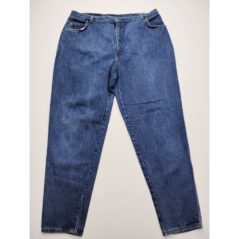 Levis 544 Brown Tab Mom Jeans Stone Wash Dark Tapered‎ Blue Denim Womens 40x32